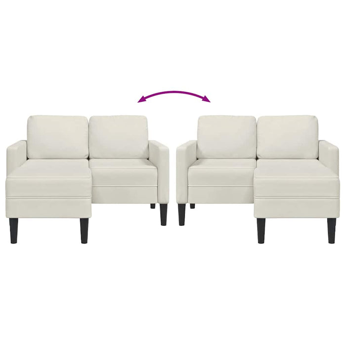 Divano 2 Posti con Chaise longue a L-Sofa 2 Posti con Chaise Crema 125 cm Velluto