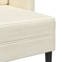 Divano 2 Posti con Chaise longue a L Crema 125 cm Velluto 4107075
