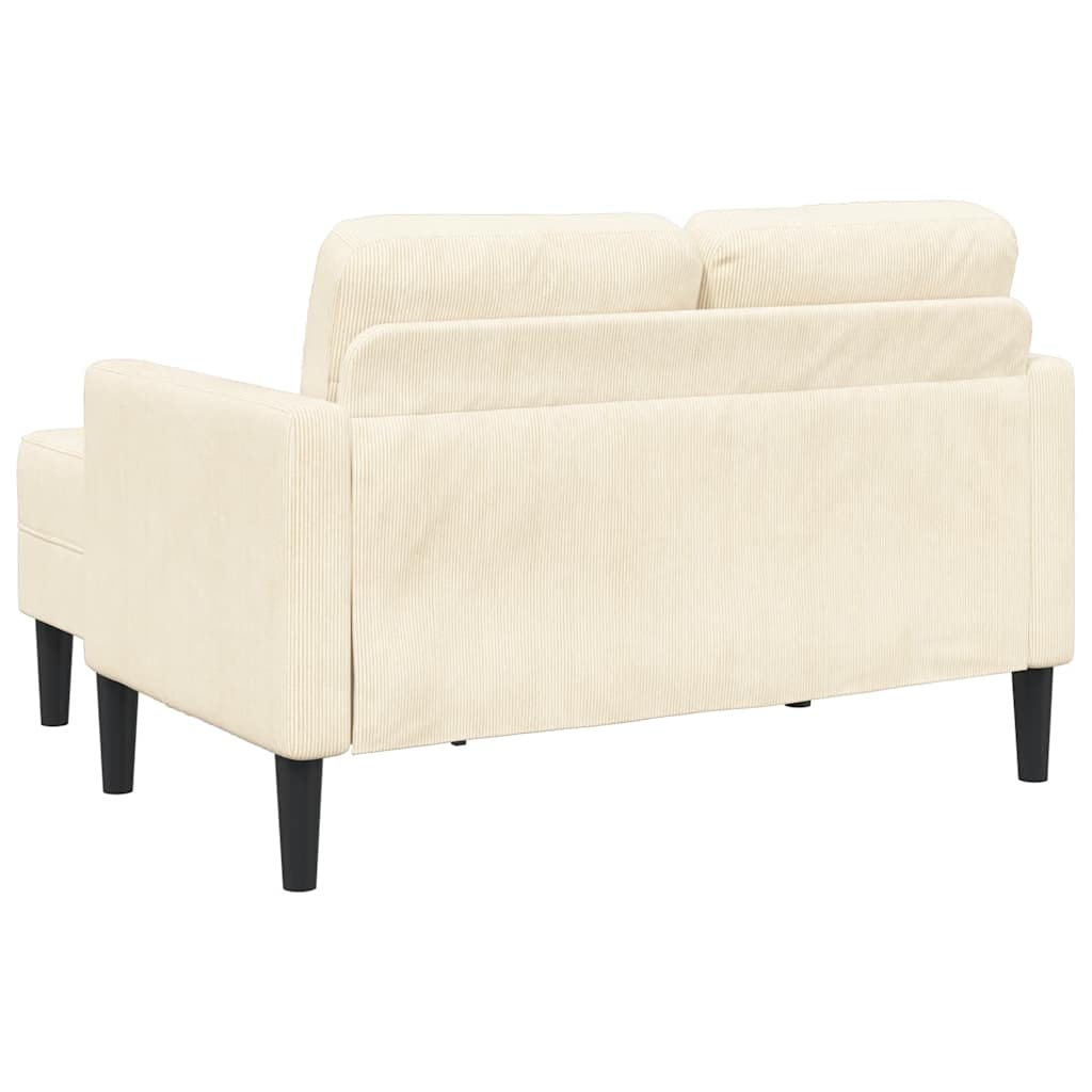 Divano 2 Posti con Chaise longue a L Crema 125 cm Lino 4107078