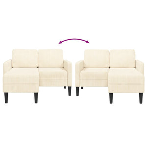 Divano 2 Posti con Chaise longue a L Crema 125 cm Lino 4107078