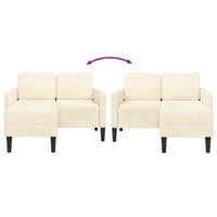 Divano 2 Posti con Chaise longue a L-Sofa 2 Posti con Chaise Crema 125 cm Lino