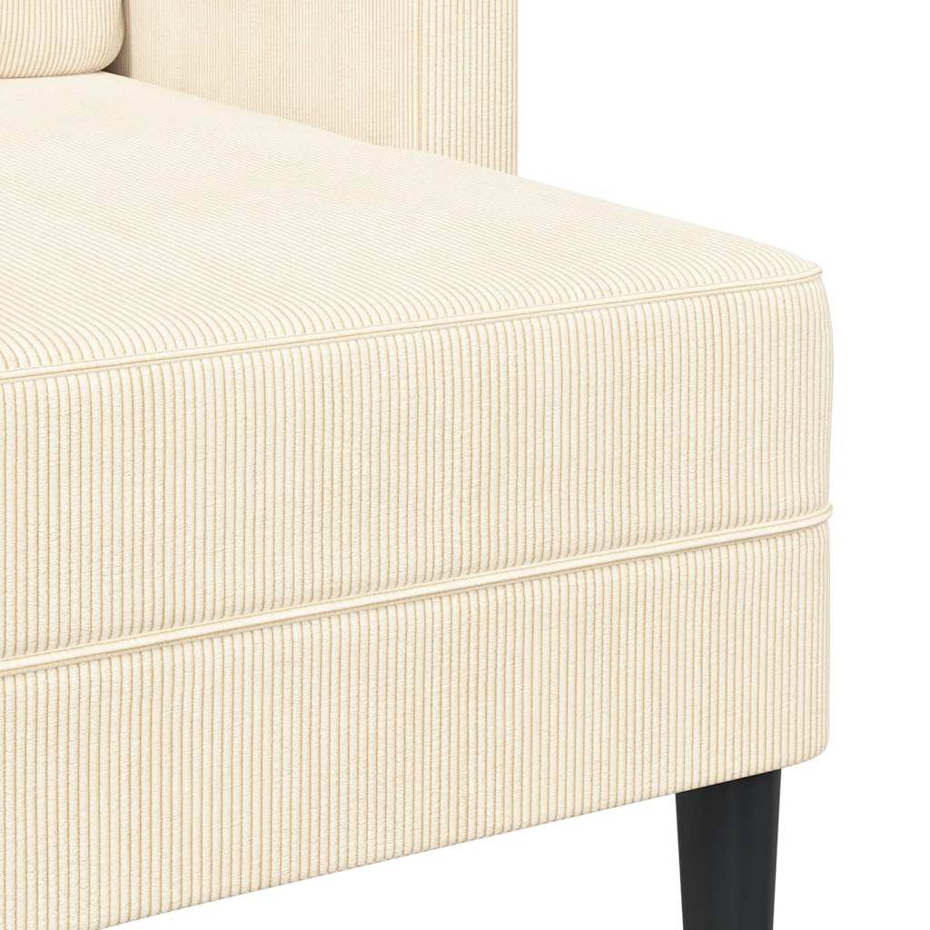 vidaXL Divano 2 Posti con Chaise longue a L Crema 125 cm Lino
