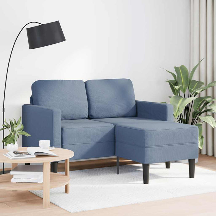 vidaXL Divano 2 Posti con Chaise longue a L Blu 125 cm in Lino