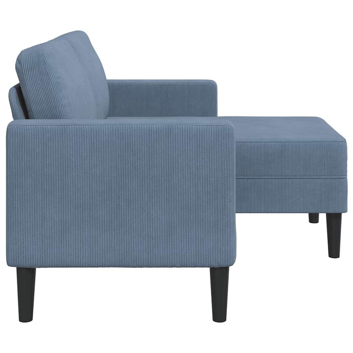 Divano 2 Posti con Chaise longue a L Blu 125 cm in Lino 4107079