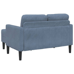 Divano 2 Posti con Chaise longue a L Blu 125 cm in Lino 4107079