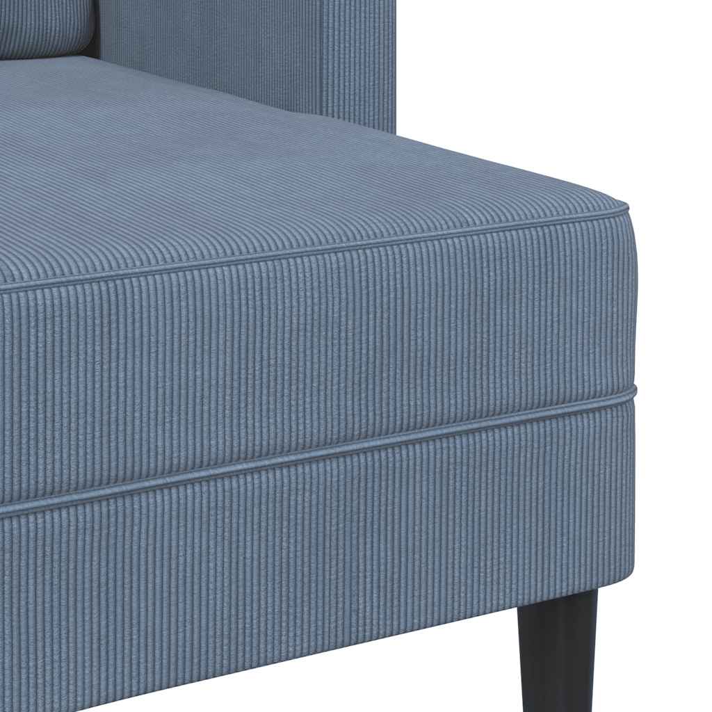 Divano 2 Posti con Chaise longue a L Blu 125 cm in Lino 4107079