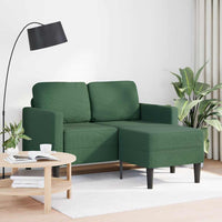 Divano 2 Posti con Chaise longue a L Verde Scuro 125 cm Lino 4107081