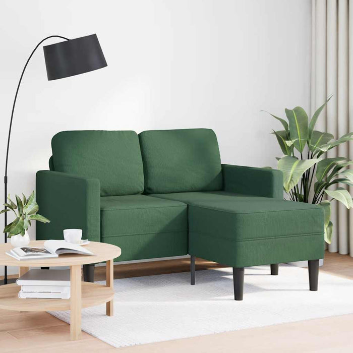 vidaXL Divano 2 Posti con Chaise longue a L Verde Scuro 125 cm Lino