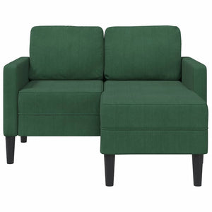 vidaXL Divano 2 Posti con Chaise longue a L Verde Scuro 125 cm Lino
