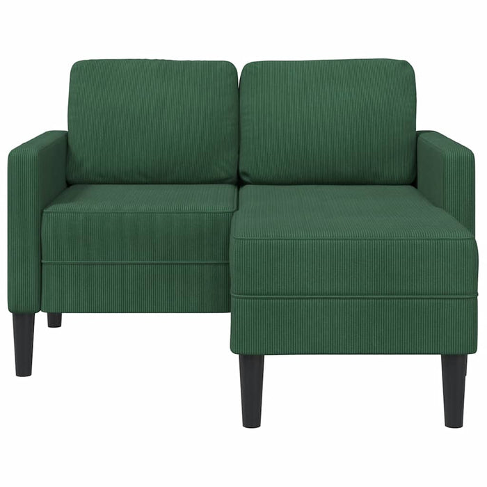 vidaXL Divano 2 Posti con Chaise longue a L Verde Scuro 125 cm Lino
