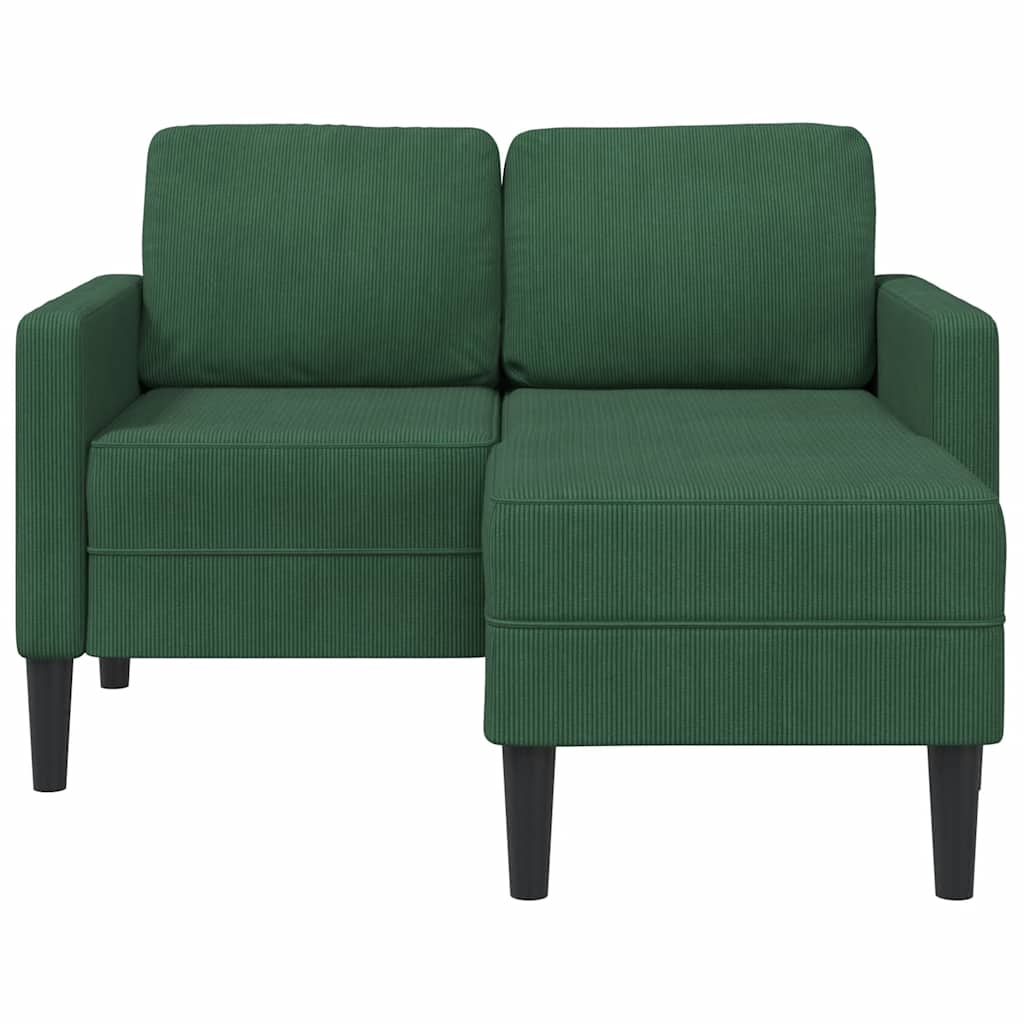 Divano 2 Posti con Chaise longue a L Verde Scuro 125 cm Lino 4107081