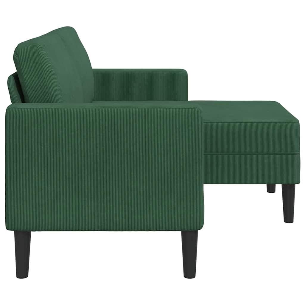 Divano 2 Posti con Chaise longue a L Verde Scuro 125 cm Lino 4107081