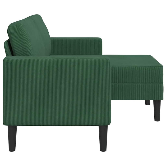 Divano 2 Posti con Chaise longue a L Verde Scuro 125 cm Lino 4107081