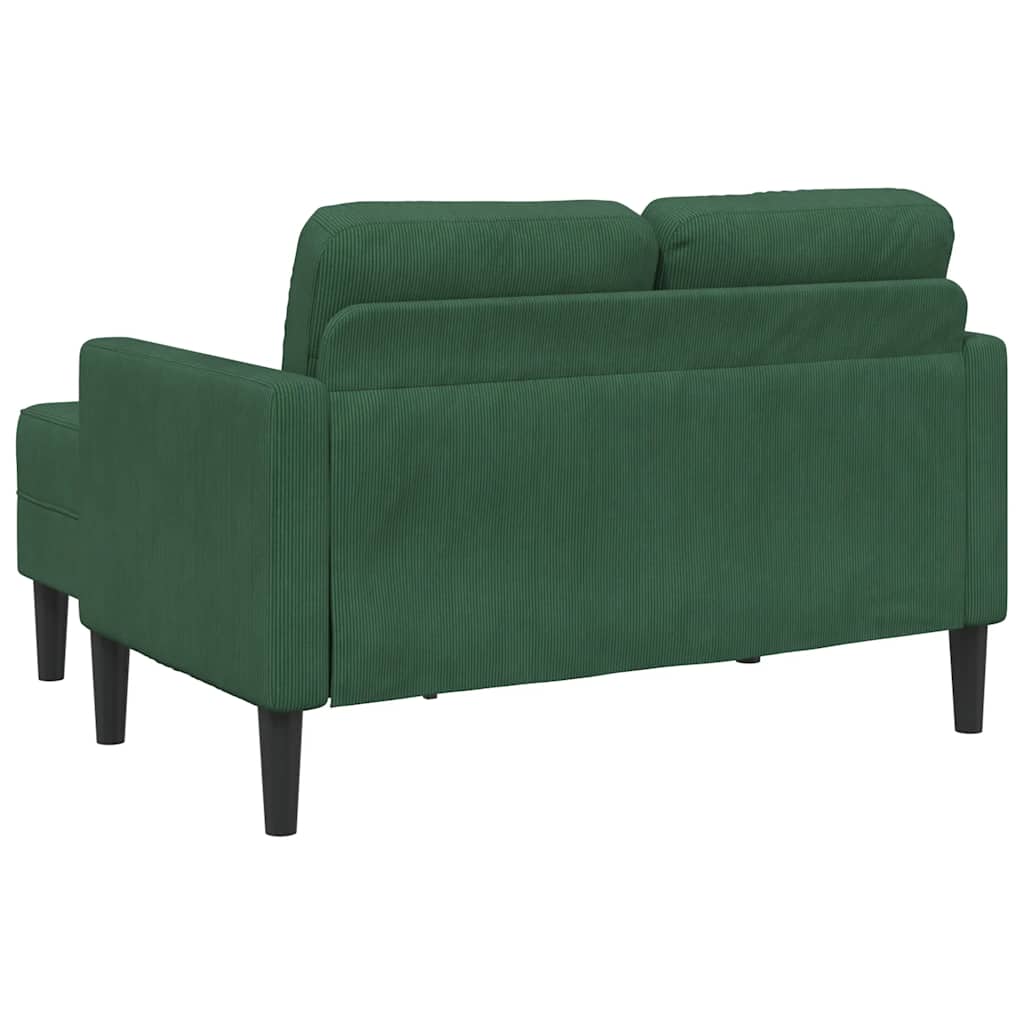 vidaXL Divano 2 Posti con Chaise longue a L Verde Scuro 125 cm Lino