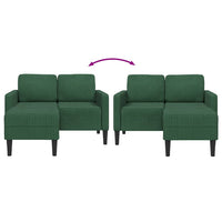 Divano 2 Posti con Chaise longue a L Verde Scuro 125 cm Lino 4107081