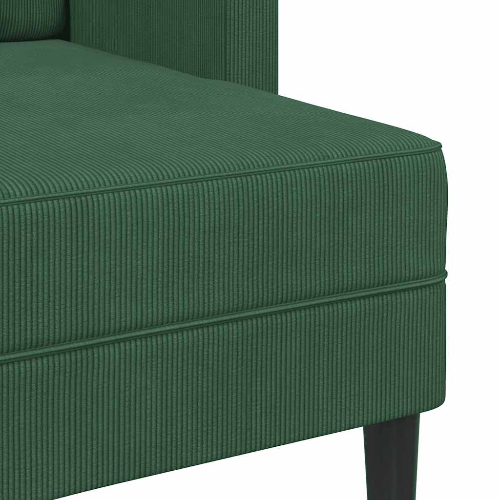Divano 2 Posti con Chaise longue a L Verde Scuro 125 cm Lino 4107081