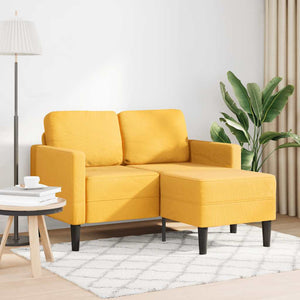 Divano 2 Posti con Chaise longue a L-Sofa 2 Posti con Chaise Giallo Chiaro 125 cm Lino