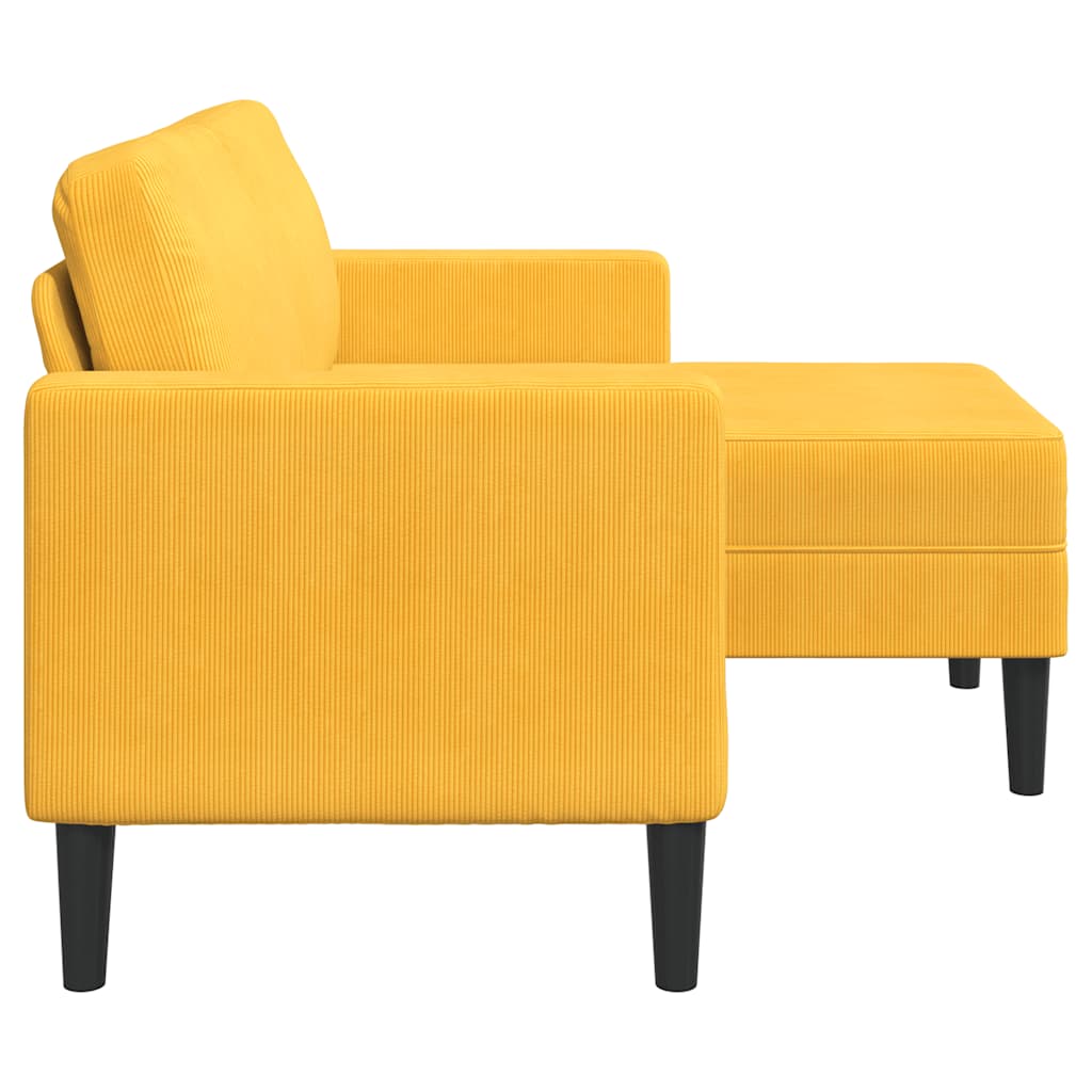 Divano 2 Posti con Chaise longue a L Giallo Chiaro 125 cm Lino 4107082