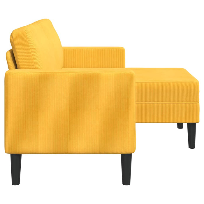 Divano 2 Posti con Chaise longue a L Giallo Chiaro 125 cm Lino 4107082