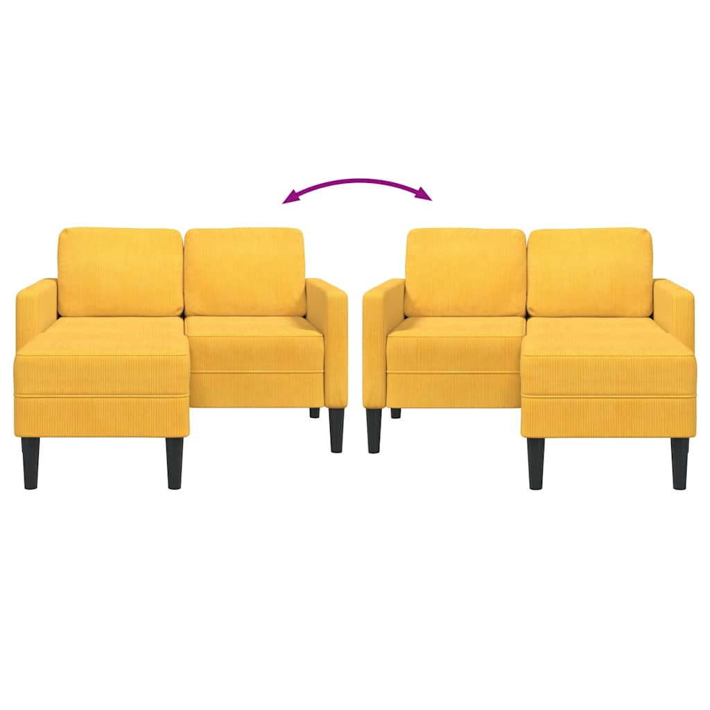 Divano 2 Posti con Chaise longue a L Giallo Chiaro 125 cm Lino 4107082