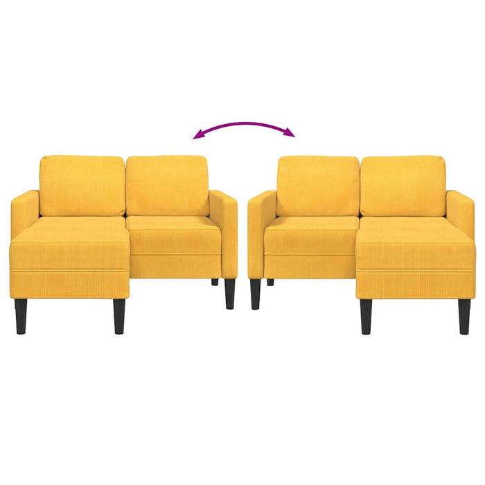 Divano 2 Posti con Chaise longue a L Giallo Chiaro 125 cm Lino 4107082