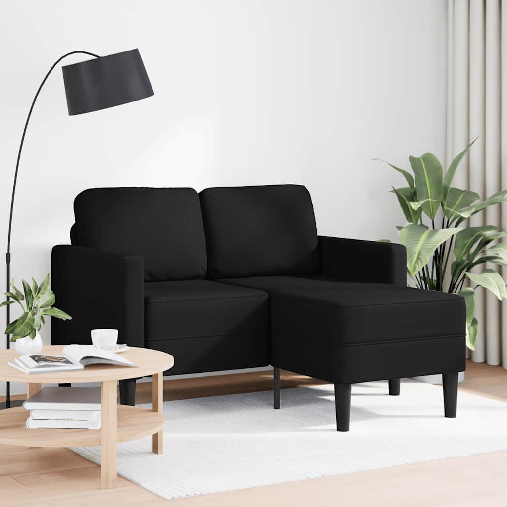 Divano a 2 posti con chaise longue a L-Sofa 2 Posti nero 125 cm in similpelle
