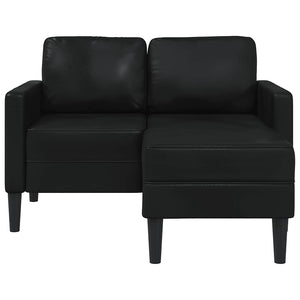 Divano a 2 posti con chaise longue a L-Sofa 2 Posti nero 125 cm in similpelle