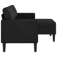 Divano a 2 posti con chaise longue a L nero 125 cm in similpelle 4107083