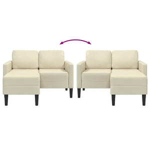 Divano 2 Posti con Chaise longue a L Crema 125 cm in Similpelle 4107084