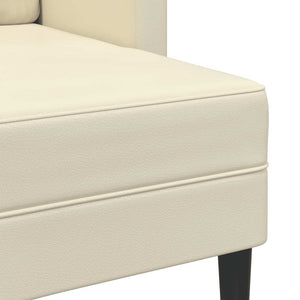 Divano 2 Posti con Chaise longue a L Crema 125 cm in Similpelle 4107084