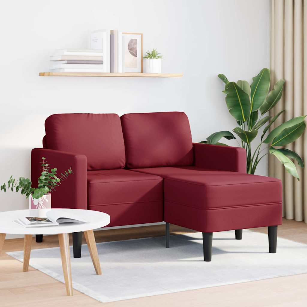 vidaXL Divano 2 Posti con Chaise a L Rosso Vino 125 cm in Similpelle