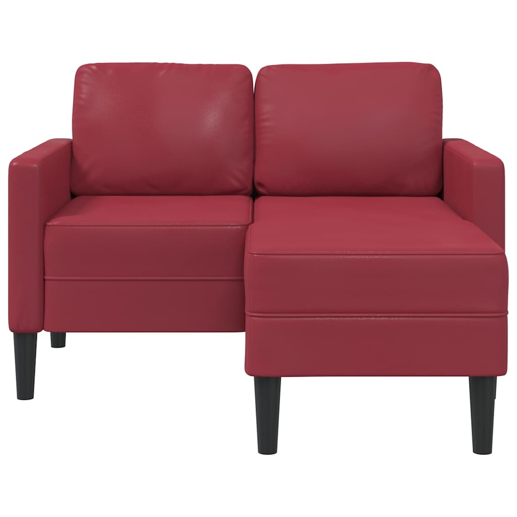 Divano 2 Posti con Chaise a L Rosso Vino 125 cm in Similpelle 4107086