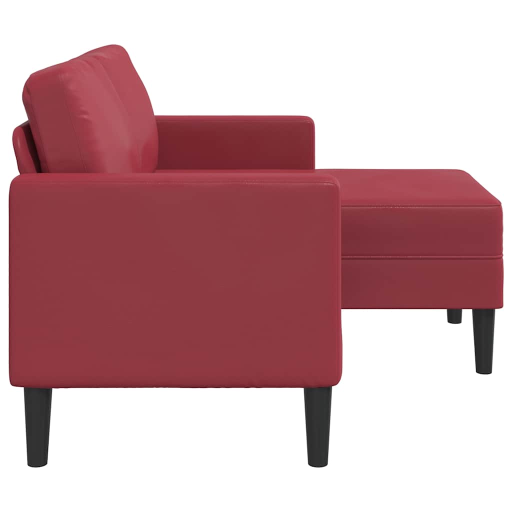 Divano 2 Posti con Chaise a L Rosso Vino 125 cm in Similpelle 4107086
