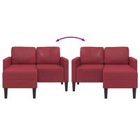 Divano 2 Posti con Chaise a L Rosso Vino 125 cm in Similpelle 4107086