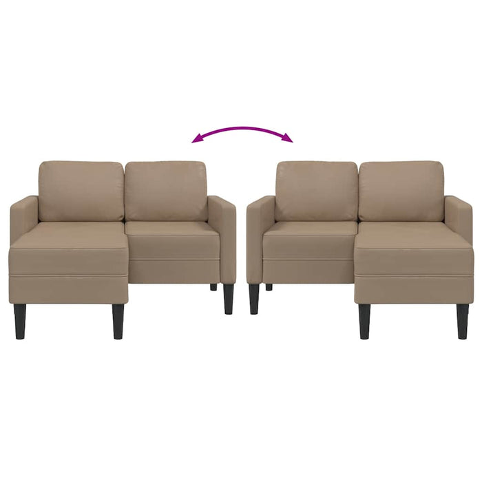 vidaXL Divano 2 Posti con Chaise a L Cappuccino 125 cm in Similpelle