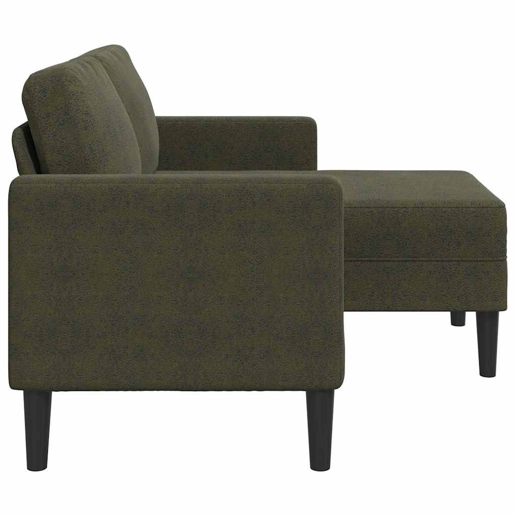 Divano 2 Posti con Chaise a L Verde Militare 125 cm Similpelle 4107091
