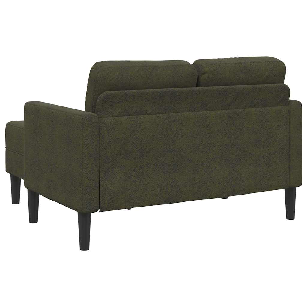 Divano 2 Posti con Chaise a L Verde Militare 125 cm Similpelle 4107091
