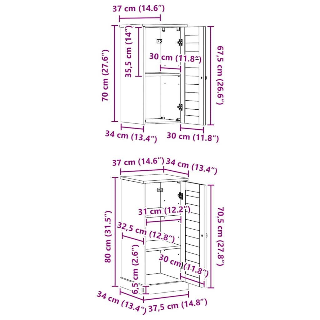 vidaXL Set di mobili per il bagno VIGO 2 pcs Marrone e Marrone miele