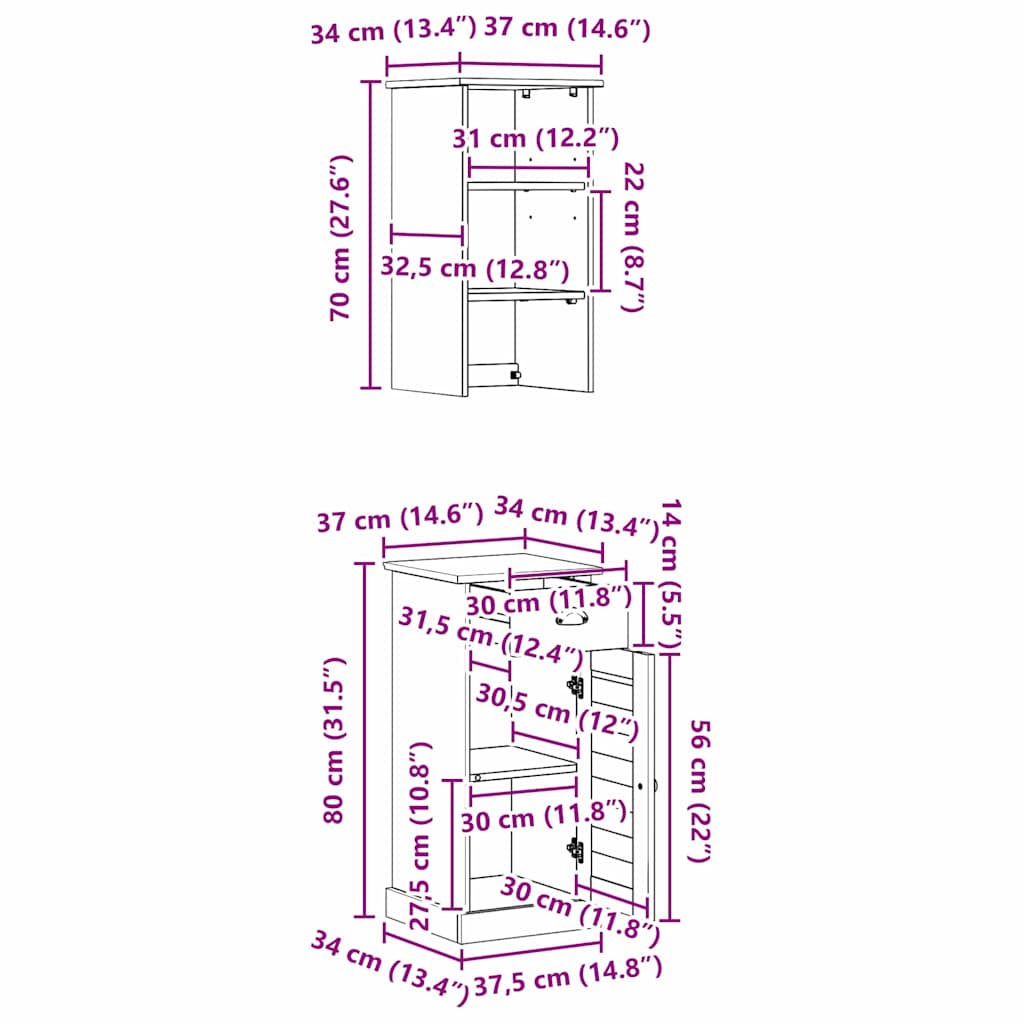 vidaXL Set di mobili per il bagno VIGO 2 pcs Marrone e Marrone miele