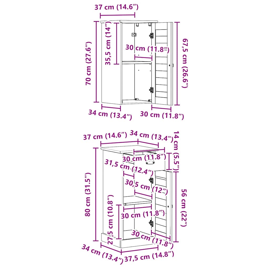 vidaXL Set di mobili per il bagno VIGO 2 pcs Marrone e bianco