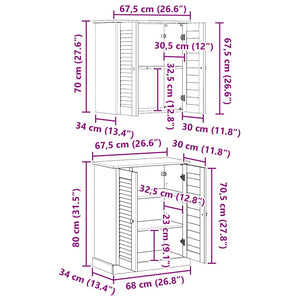 vidaXL Set di mobili per il bagno 2 pcs Marrone 67.5 x 34 x 80 cm