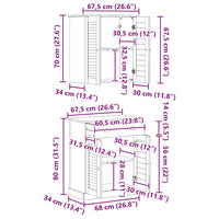 vidaXL Set di mobili per il bagno VIGO 2 pcs Marrone 67.5 x 34 x 80 cm