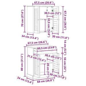 vidaXL Set di mobili per il bagno VIGO 2 pcs Marrone 67.5 x 34 x 80 cm