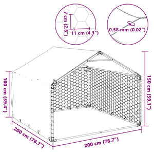 Cuccia per cani da esterno con copertura 2x2x1,5 m in acciaio zincato 4105408