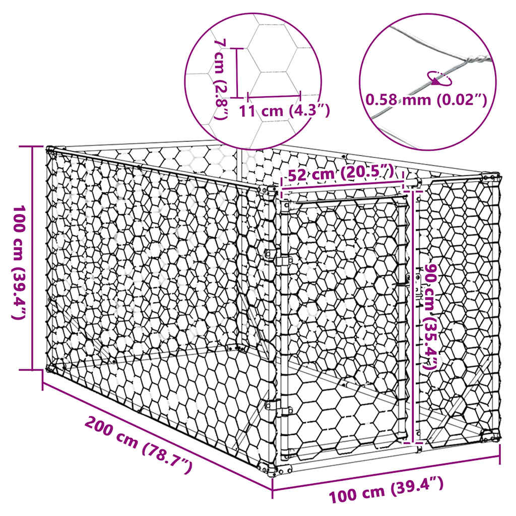 Cuccia per cani da esterno con porta 2x1x1 m in acciaio zincato 4105410