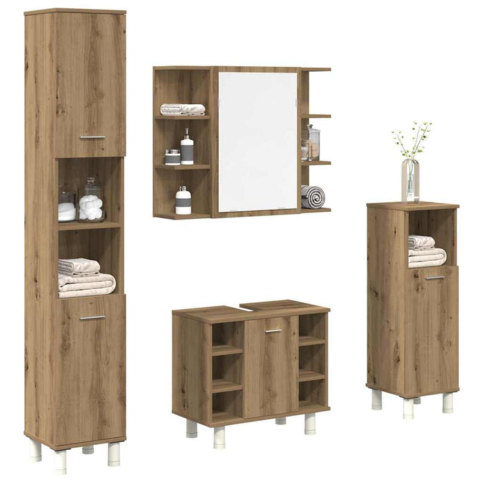 vidaXL Set Mobili da Bagno 4 pz Rovere Artigianale Legno Multistrato