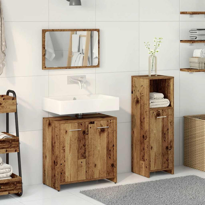 Set Mobili da Bagno 3 pz Legno Antico in Legno Multistrato 3328559