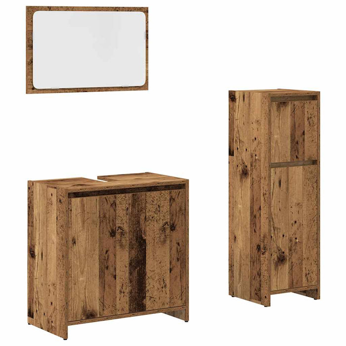 Set Mobili da Bagno 3 pz Legno Antico in Legno Multistrato 3328563