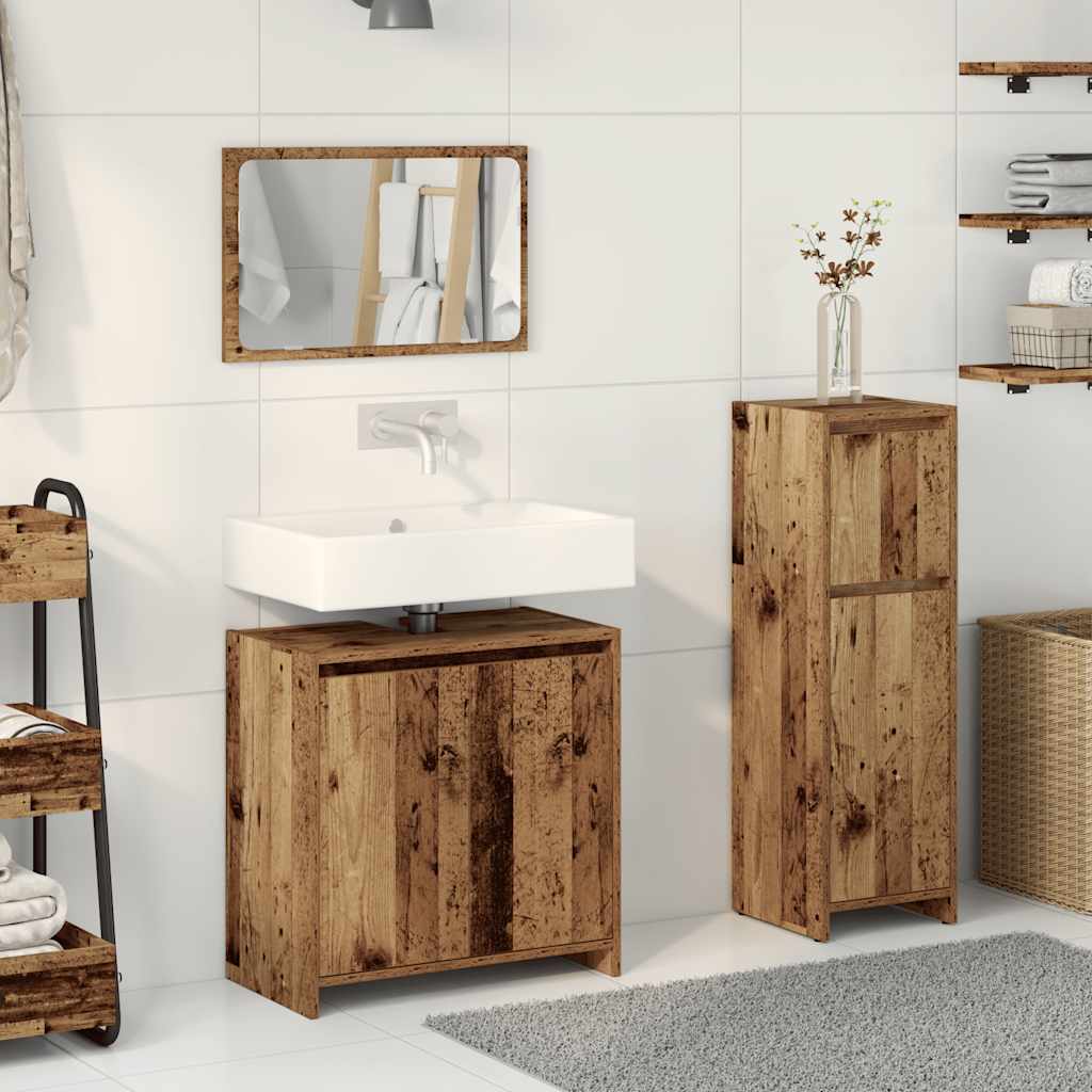 Set Mobili da Bagno 3 pz Legno Antico in Legno Multistrato 3328563