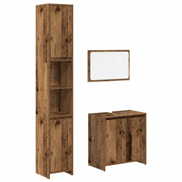vidaXL Set Mobili da Bagno 3 pz Legno Antico in Legno Multistrato